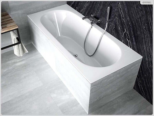 BESCO - Baignoire rectangulaire - 170 x 75 cm - sans Habillage - avec Pieds - Vidage Chrome - VITAE SLIM - large