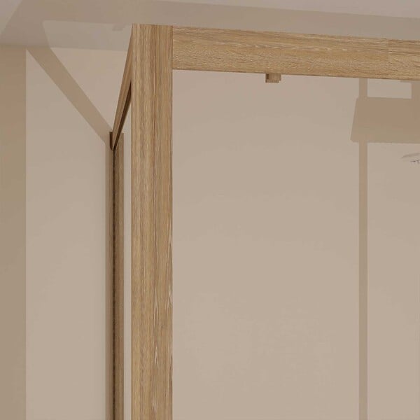 AURLANE - Paroi de retour 90x200cm - Profilés Aluminium effet Bois - Verre Trempé 6mm - WOOD CRUSH - large