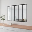 AICA SANITAIRE - Verrière intérieur atelier H.108 x L.153cm en aluminium  carreaux noire cadre en 5 vitrage fixe - vignette
