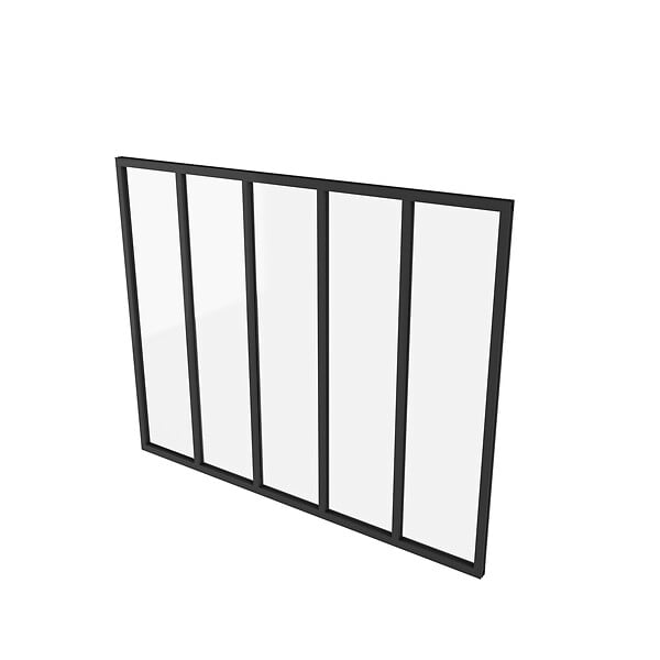 AICA SANITAIRE - Verrière intérieur atelier H.108 x L.153cm en aluminium  carreaux noire cadre en 5 vitrage fixe - large