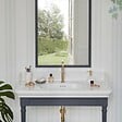 JACOB DELAFON - Console Cléo 1889 avec plan vasque + colonne droite + siphon or - vignette