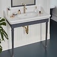 JACOB DELAFON - Console Cléo 1889 avec plan vasque + colonne droite + siphon or - vignette