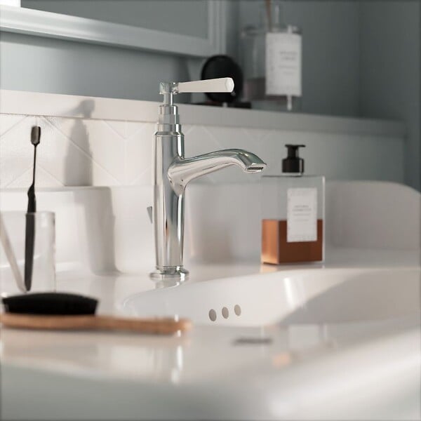 JACOB DELAFON - Console Cléo 1889 avec plan vasque + colonne droite + siphon chromé - large