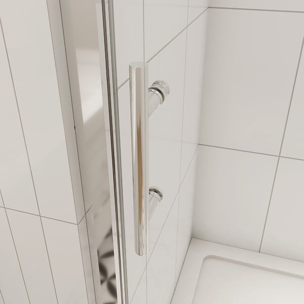 AICA SANITAIRE - porte de douche coulissante 110x190cm en verre 5mm profilé en aluminium chromé en niche - large