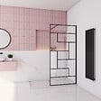 AICA SANITAIRE - Paroi de douche à l’italienne sérigraphie à carreaux 140x200cm walk-in en verre anticalcaire 8mm avec une de barre de fixation horizontal 140cm - vignette