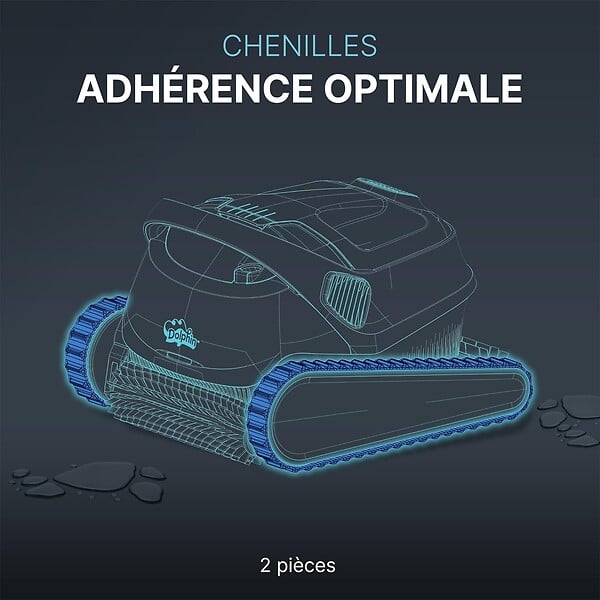 DOLPHIN - chenilles de remplacement bleues (2 pièces) pour robot dolphin s100, s200, s300, s300i, s400 - 99831521-r2 - large