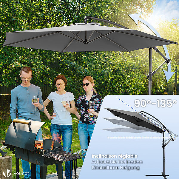 VOUNOT - Parasol deporte 3M Gris fonce avec housse de protection - large