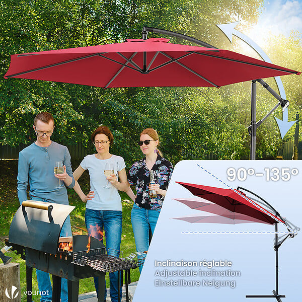 VOUNOT - Parasol deporte 3M Rouge fonce avec housse de protection - large