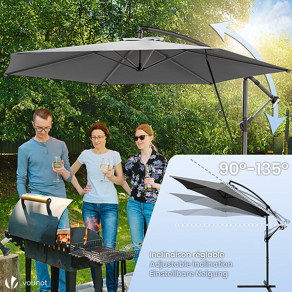 VOUNOT - Parasol deporte 3M avec housse de protection et sangle de fixation Gris - large