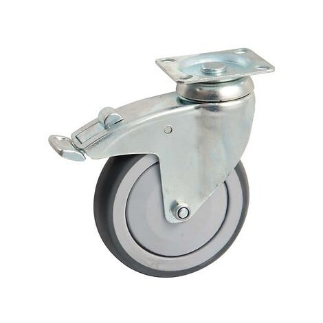 AVL - Roulette caoutchouc pivotante Ø125 à platine rectangulaire + frein AVL - Charge 100 kg - 550843O - large