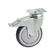 AVL - Roulette caoutchouc pivotante Ø125 à platine rectangulaire + frein AVL - Charge 100 kg - 550843O - vignette