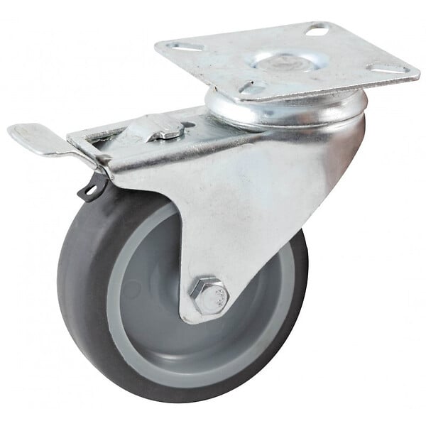AVL - Roulette pivotante à platine rectangulaire à frein AVL - roue caoutchouc Ø 50 mm - alésage lisse - charge 50 kg - 552840L - large