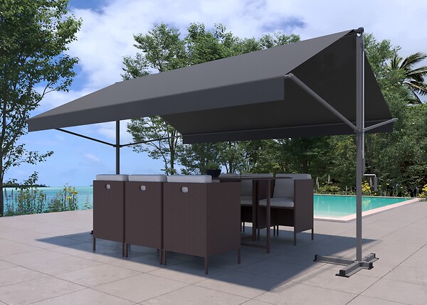 CONCEPT USINE - Store banne double pente manuel 4 x 1,5-1,5 m taupe  ISEO - large