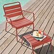 OVIALA - Fauteuil relax et repose pied en métal argile - Palavas - vignette