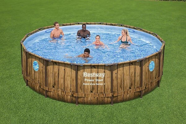 CONCEPT USINE - Piscine hors sol effet rotin brun 4,88x1,22 m HILO - large