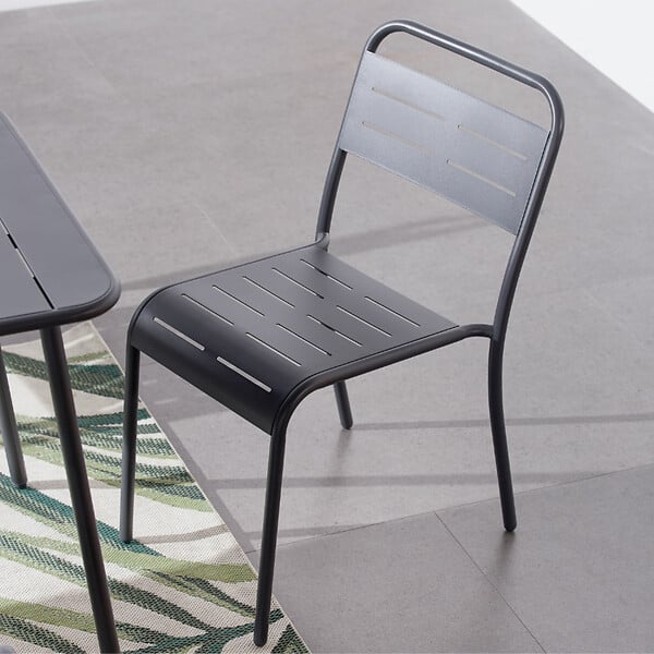 CONCEPT USINE - Lot de 6 chaises en acier gris foncé BERGAME - large