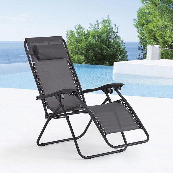 CONCEPT USINE - Transat inclinable noir et gris foncé MANIHI - large