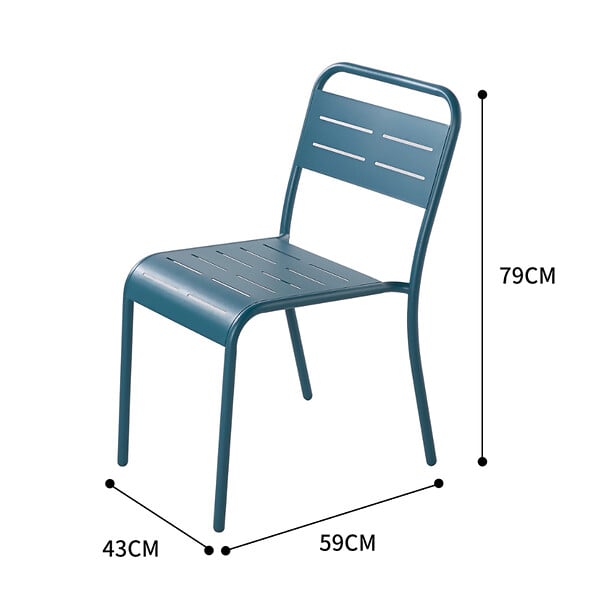 CONCEPT USINE - Lot de 4 chaises en acier bleu BERGAME - large