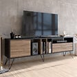 CONCEPT USINE - Meuble TV industriel bois et noir avec rangement 180 cm BAYLEE - vignette