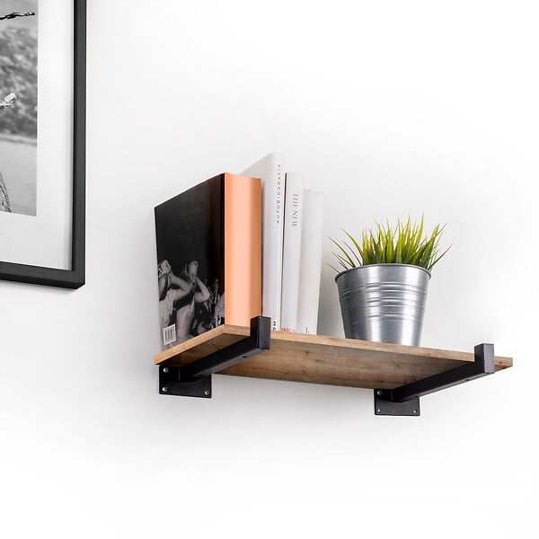 EMUCA - Jeu de supports pour étagères en bois Shelf droit avec tube carré, Acier, Peint en noir - large