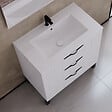 COSYNEO - Meuble de salle de bain 80cm simple vasque - 3 tiroirs - sans miroir - blanc - CALA - vignette