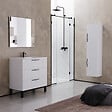 COSYNEO - Meuble de salle de bain 80cm simple vasque - 3 tiroirs - sans miroir - blanc - CALA - vignette