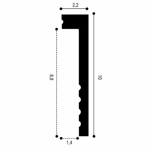 ORAC DECOR - SX171 Plinthe de rénovation Orac Decor - 10x2,2x200cm (h x p x L) - surplinthe décorative polymère Carton complet , A peindre - large