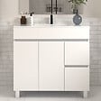 COSYNEO - Meuble de salle de bain 70cm simple vasque sans miroir sur pieds avec portes et tiroirs - blanc - HARO - vignette