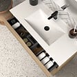 COSYNEO - Meuble de salle de bain 90cm simple vasque - 3 tiroirs - sans miroir - madera miel (chêne clair) - MATA - vignette