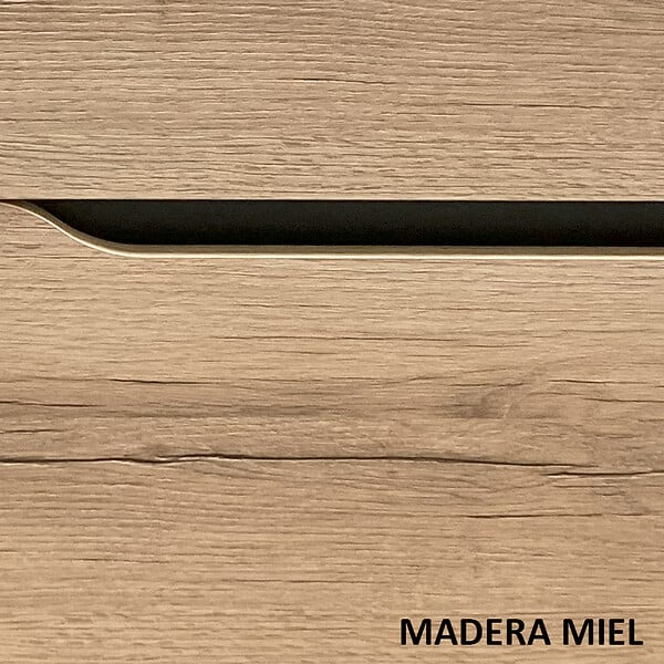 COSYNEO - Meuble de salle de bain 90cm simple vasque - 3 tiroirs - sans miroir - madera miel (chêne clair) - MATA - large