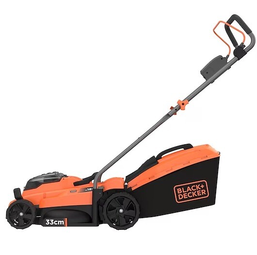 BLACK+DECKER - Tondeuse 33 cm 18V de 25 à 65 mm de hauteur, fonction mulching, sac collecteur 35 L - BLACK+DECKER - avec 2 batteries 18v 4Ah et chargeur - BCMW33184L2-QW - large