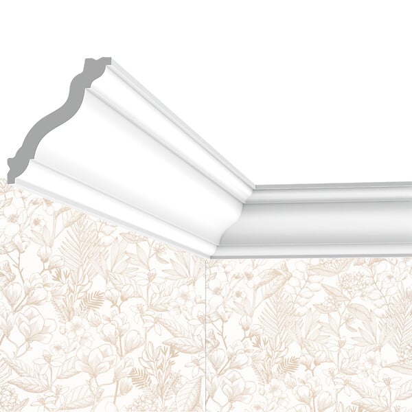 SANS - Corniche Plafond Cimaises et plus C19 - 7x6x200cm (h x p x L) - moulure décorative polymère - large