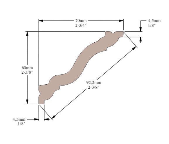 SANS - Corniche Plafond Cimaises et plus C19 - 7x6x200cm (h x p x L) - moulure décorative polymère - large