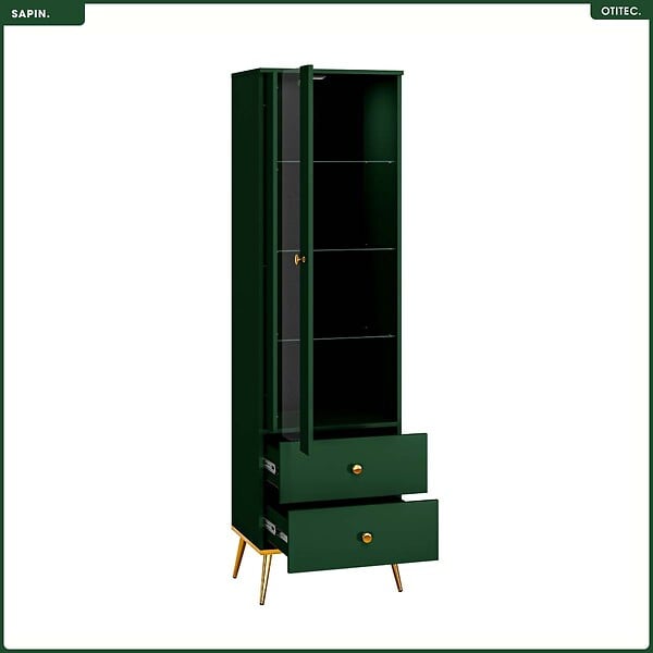 OTITEC - Armoire Vitrine - H.190 x L.55 x P.40 cm - SAPIN - large
