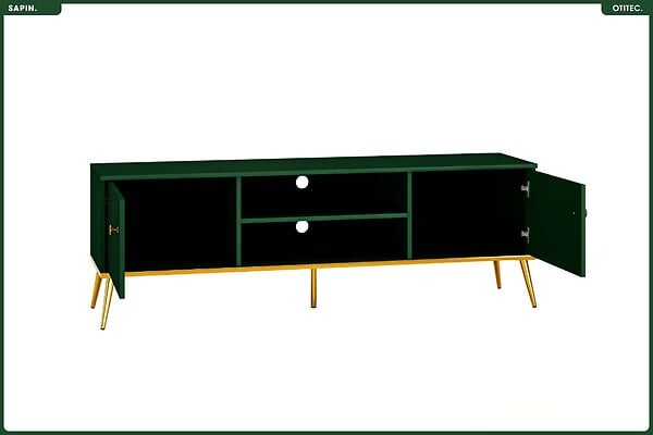 OTITEC - Meuble TV - H.54 x L.160 x P.40 cm - SAPIN - large