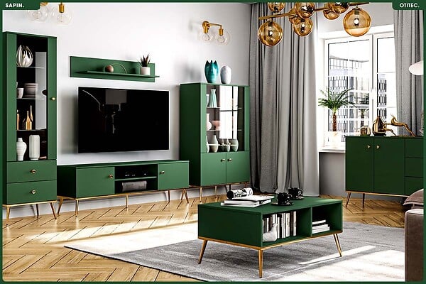 OTITEC - Meuble TV - H.54 x L.160 x P.40 cm - SAPIN - large