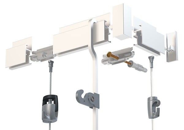 ARTITEQ - Cimaise Gallery-Click Rail R30 Blanc 200cm + clips + vis & chevilles - Cimaise Tableau Newly - large
