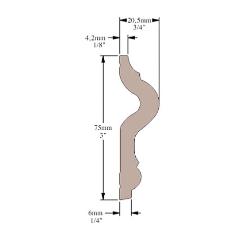 SANS - Cimaise , moulure murale M07 Cimaises et plus - 7,5x2,0x200cm (h x p x L) - moulure décorative polymère - large