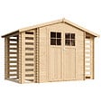 TIMBELA - Abri de jardin en bois et range bûches extérieur - I206xL328xH218 cm/ 3,53 + 0,97+0,97 m2 -  TIMBELA M391F - vignette