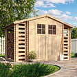 TIMBELA - Abri de jardin en bois et range bûches extérieur - I206xL328xH218 cm/ 3,53 + 0,97+0,97 m2 -  TIMBELA M391F - vignette