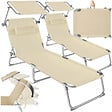 TECTAKE - Lot de 2 transats CHLOE beige - vignette
