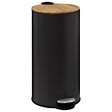 5 FIVE SIMPLY SMART - Poubelle 30 Litres en Métal Noir charbon et Couvercle en Bambou - vignette