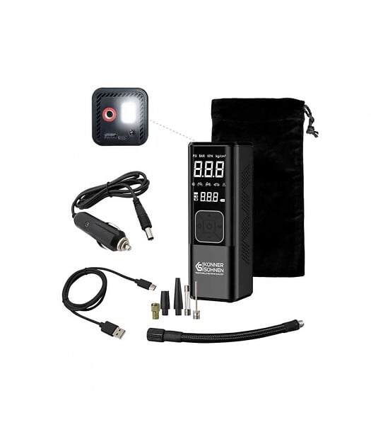 KONNER SOHNEN - Mini compresseur à batterie 120W, 10 bars, Manomètre digital - Könner  Söhnen KS P20 - large