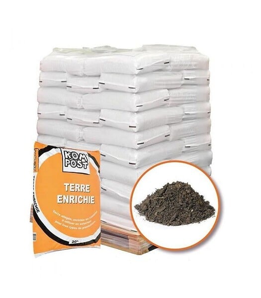 RACINE - Mélange de terre végétale enrichie RACINE pour bacs et jardinières 48 sacs 20 litres - large