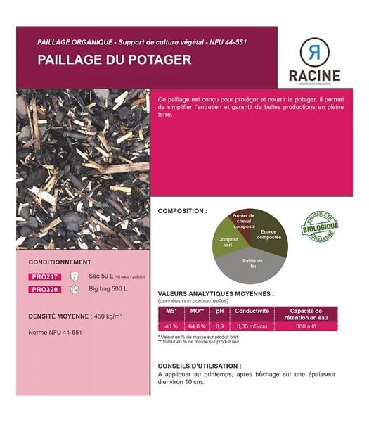 RACINE - Paillage organique du potager 100% naturel Big bag 500 litres - large