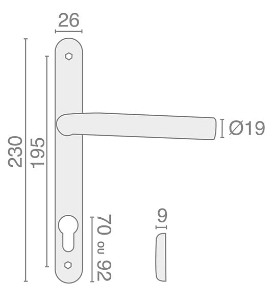 HERACLES - Ensemble double 1194 entraxe 70mm sur plaque étroite clé I - HERACLES - B-INOX-PE01 - large