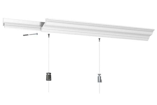 ORAC DECOR - Kit Cimaise tableau DecoRail Artiteq 200 cm + corniche Orac Decor CX110 - 200 x 4,7 x 4,1 cm - vis & chevilles murs mixtes - large