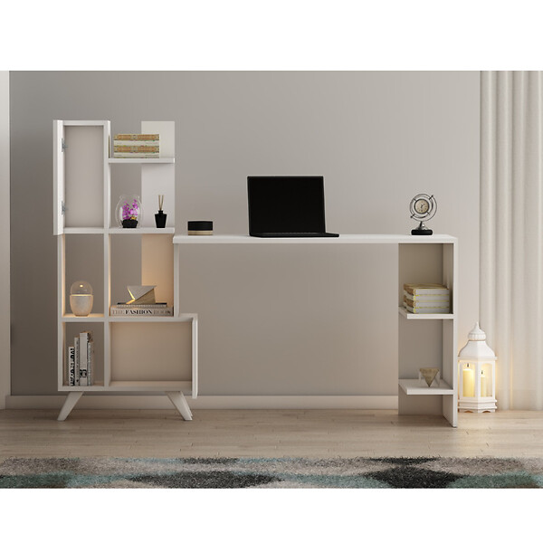 CONCEPT USINE - Bureau contemporain 9 rangements - blanc KUHMO - large