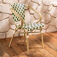 OVIALA - Fauteuil de terrasse bistrot parisien en aluminium et rotin vert foncé - Madeleine - vignette