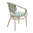 OVIALA - Fauteuil de terrasse bistrot parisien en aluminium et rotin vert foncé - Madeleine - vignette